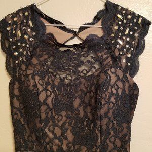 Deep blue (almost black) sparkle lace dress, sz 7